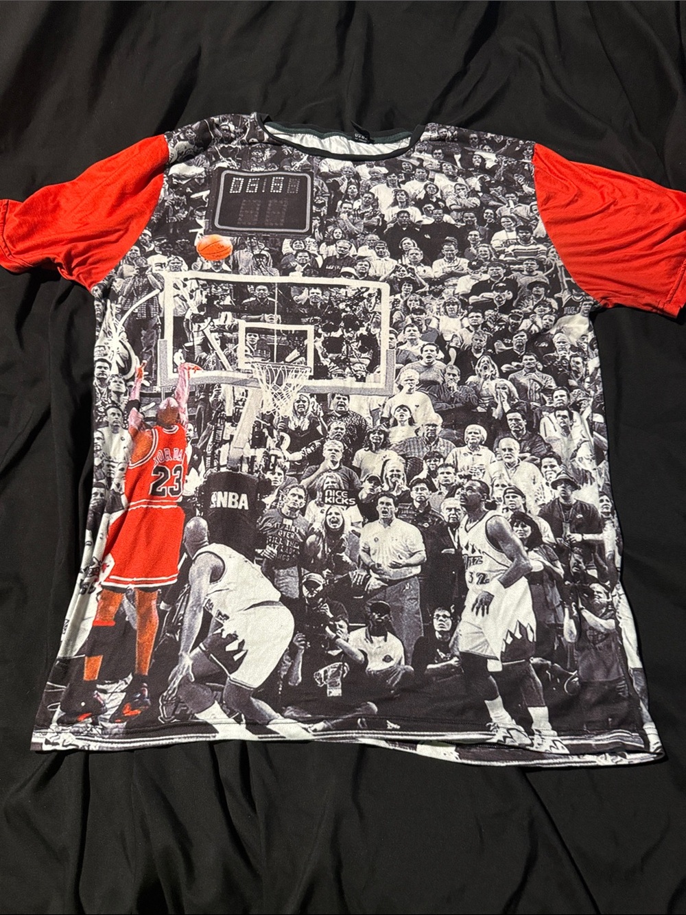 Red Sleeve Basketball Graphic Short Sleeve Tee